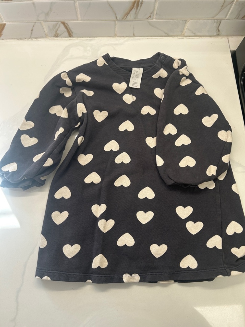 H&M Black with White Heart Sweat Shirt and Legging Set